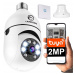 Otočná WiFi Ip kamera monitoring 360 v žárovce žárovka E27 Full Hd Tuya