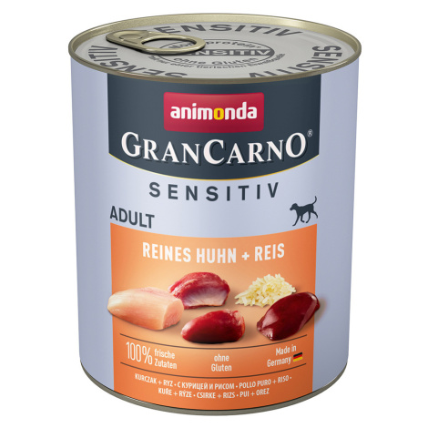 Animonda GranCarno Adult Sensitive 6 x 800 g - čisté kuřecí & rýže