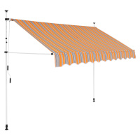 vidaXL Ručně zatahovací markýza 250 cm žluto-modré pruhy