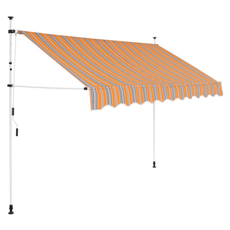 vidaXL Ručně zatahovací markýza 250 cm žluto-modré pruhy