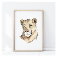 Nástěnný safari plakát s portrétem lvice