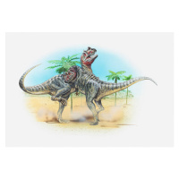 Ilustrace Illustration of two male Ceratosaurus dinosaurs, Dorling Kindersley, 40 × 26.7 cm