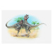 Ilustrace Illustration of two male Ceratosaurus dinosaurs, Dorling Kindersley, 40 × 26.7 cm