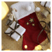 Cotton &amp; Sweets Vánoční punčocha červená se zlatými hvězdami 42x26cm