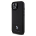 U.S. Polo PU Leather Mesh Pattern Double Horse kryt pro iPhone 15 černý