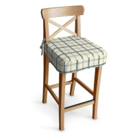 Dekoria Sedák na židli IKEA Ingolf - barová, režný podklad, světle modrá mřížka, barová židle In