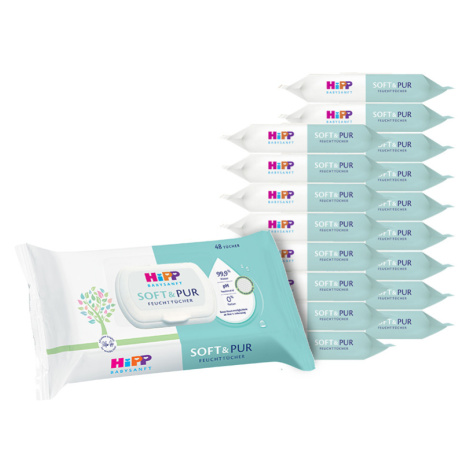 HIPP Babysanft vlhčené ubrousky Soft&Pur + víčko 18 x 48 ks