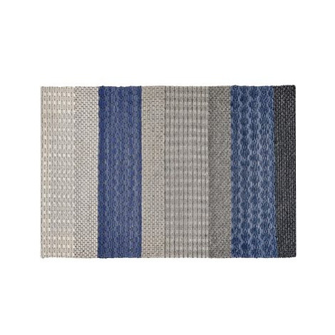 Koberec vlněný 160 x 200 cm pruhovaný vzor modrý / šedý AKKAYA, 317269 BELIANI