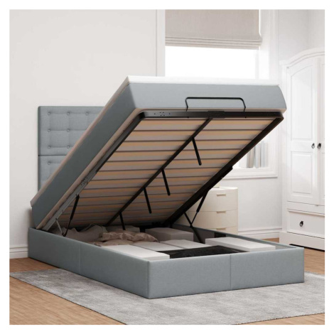 vidaXL Osmanský rám postele s matrací světle šedá 120x190 cm textil