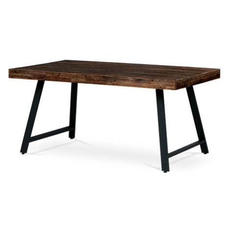Jídelní stůl, 160x90x76 cm, MDF deska, dýha borovice, kovové nohy, černý lak Autronic