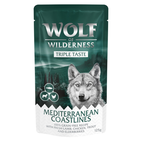 Wolf of Wilderness Adult "Triple Taste" 12 x 125 g - Mediterranean Coastlines - jehněčí, kuřecí,