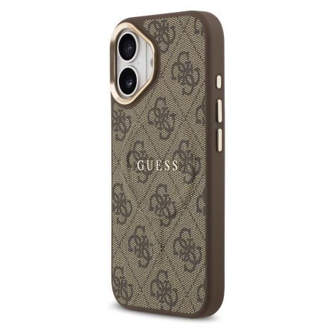 Zadní kryt Guess PU Leather 4G Gold Frame MagSafe  Apple pro iPhone 17, hnědá