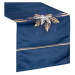 Vánoční štola v modré barvě se zlatým vzorem sněhových vloček