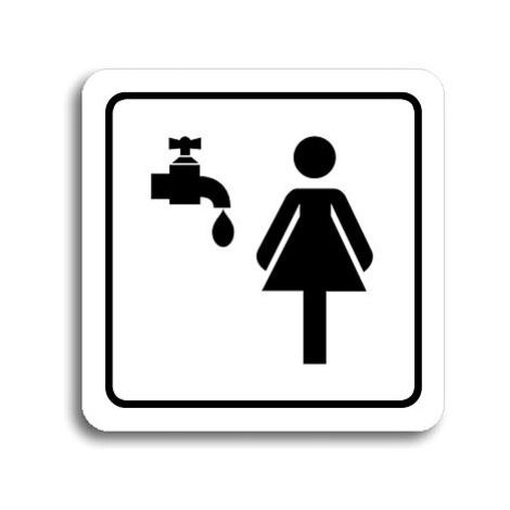 Accept Piktogram "umývárna ženy" (80 × 80 mm) (bílá tabulka - černý tisk)