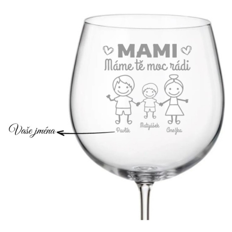 Dekorant Sklenička na víno pro maminky MAMI
