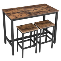 VASAGLE Barový stůl se dvěma židlemi hnědý 120 x 60 cm