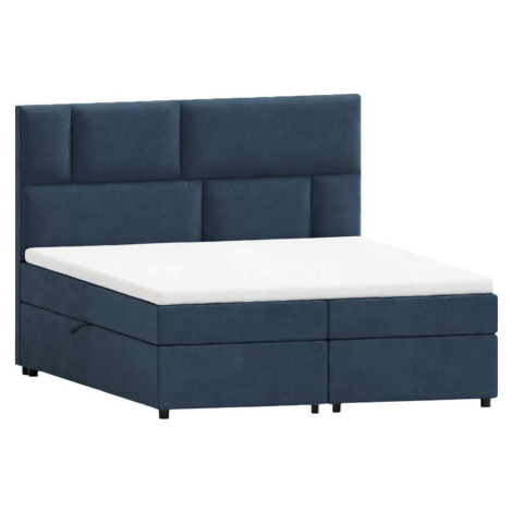 Tmavě modrá boxspring postel s úložným prostorem 200x200 cm Lola – Ropez