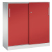 C+P Skříň s posuvnými dveřmi ASISTO, výška 1292 mm, šířka 1200 mm, světlá šedá/ohnivě červená
