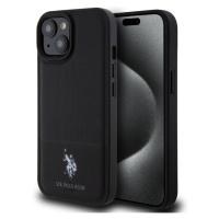 U.S. Polo PU Leather Mesh Pattern Double Horse kryt pro iPhone 15 černý