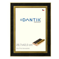 DANTIK rámeček 29,7 × 42, Oro Fino černozlatý plexi čiré