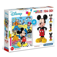 Clementoni Puzzle Mickey Mouse 104 dílků a 3D puzzle Mickey