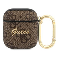 Guess 4G Script PC/PU Pouzdro pro Apple Airpods 1/2 Brown