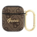 Guess 4G Script PC/PU Pouzdro pro Apple Airpods 1/2 Brown