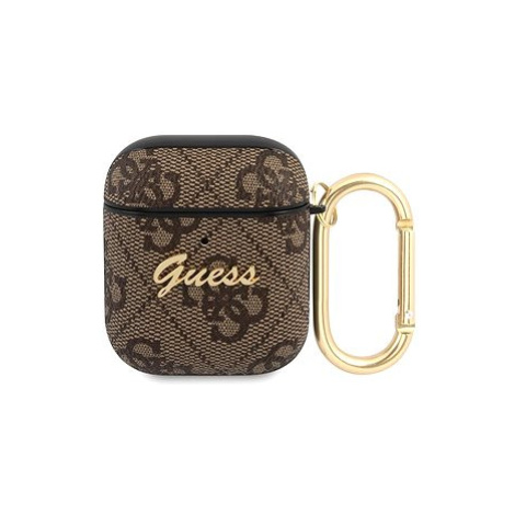 Guess 4G Script PC/PU Pouzdro pro Apple Airpods 1/2 Brown