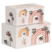 Krémové dekorativní úložné boxy v sadě 2 ks 30x18x15 cm Flowers – Ixia