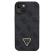 Guess PU 4G Strass Triangle Metal Logo kryt iPhone 15 černý