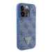 Guess hard silikonový obal iPhone 15 PRO 6.1" Blue Leather 4G Triangle Strass