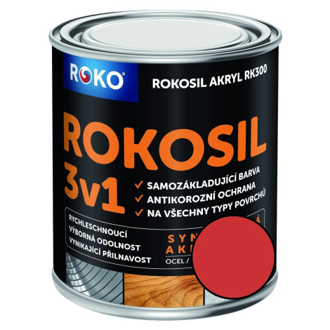 Barva samozákladující Rokosil akryl 3v1 RK 300 8140 červená světlá, 0,6 l ROKOSPOL