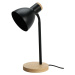 Kovová stolní lampa s dřevěným podstavcem Solano černá, 14 x 36 cm