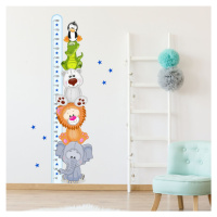 Dětské samolepky na zeď - Modrý metr s barevnými zvířátky (180 cm)