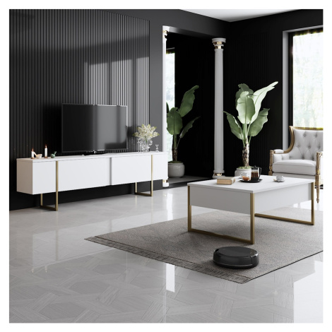Kalune Design Sada nábytku do obývacího pokoje Luxe bílá/zlatá II