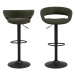 Dkton Designová barová židle Natania olivově zelená a černá