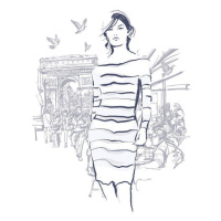 Ilustrace Woman walking at the Champs-Elysees, isaxar, 30 × 40 cm