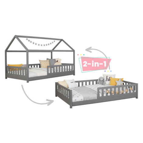 MID.YOU DĚTSKÁ POSTEL SE STŘÍŠKOU cm, světle šedá