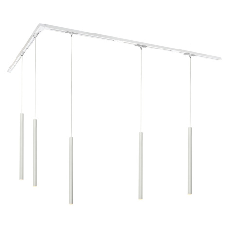 Moderní kolejnicový systém s 5 závěsnými světly bílý 1-fázový - Iconic Frini QAZQA