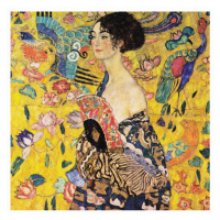 Obrazová reprodukce Woman with a fan, Gustav Klimt, 40 × 40 cm