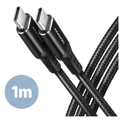 AXAGON BUCM-CM10AB, HQ kabel USB-C <-> USB-C, 1m, USB 2.0, PD 60W 3A, ALU, oplet, černý