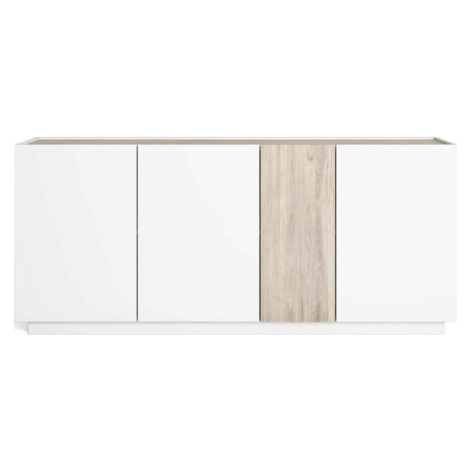 Bílá/přírodní komoda v dekoru dubu 180x78 cm Udine – Marckeric