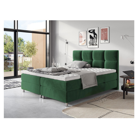 Moderní box spring postel Angela 180x200, zelená