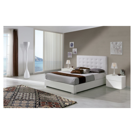 Estila Dizajnová kožená postel Eva s vysokým čelem s chesterfield prošíváním a s úložným prostor
