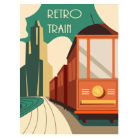 Ilustrace Vintage style retro train poster or card design, Rudzhan Nagiev, 30 × 40 cm