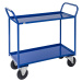 Kongamek Stolový vozík KM41, 2 etáže se zvýšenou hranou, d x š x v 1080 x 450 x 1000 mm, modrá, 