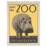 Obrazová reprodukce Vintage Philadelphia Zoo Poster (Featuring a Hippo), (30 x 40 cm)
