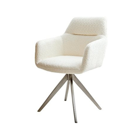 DELIFE Otočná židle Pejo-Flex křížová podnož zaoblená otočná nerezová ocel bouclé bílý