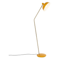 Retro stojací lampa žlutá s bronzem - Milou