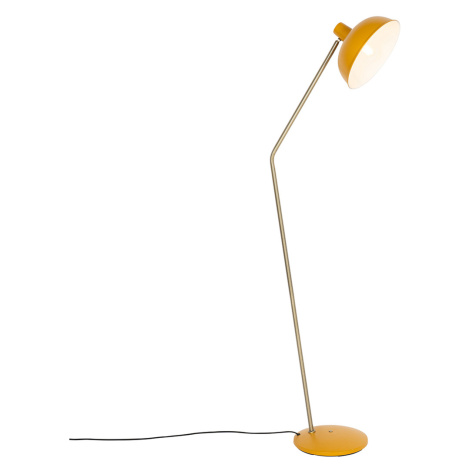 Retro stojací lampa žlutá s bronzem - Milou QAZQA